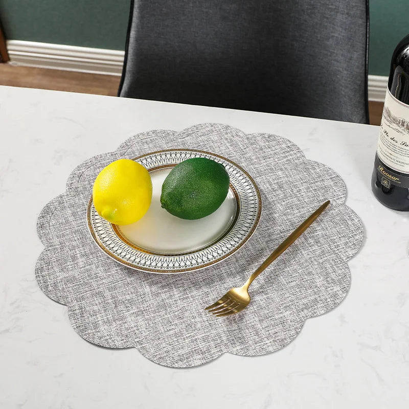 Curved Edge Textured Placemats – Set of 4 or 6 Piece Wipeable Heat-Resistant Table Mats for Dining & Kitchen Decor