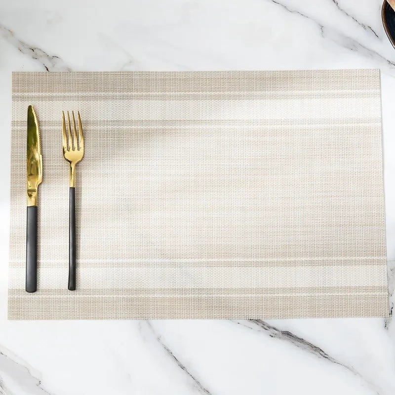 Modern Stripe Woven Placemats – 2/4/6 Piece Set Heat Resistant Table Mats for Dining Table Setting
