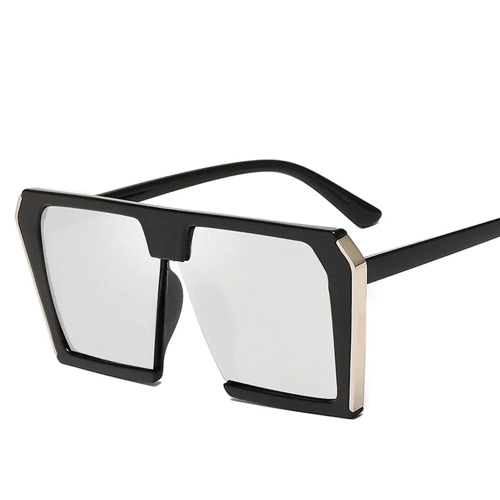 Zayna Oversized Square Sunglasses – Black & Gold Statement Fashion Shades with UV Protection