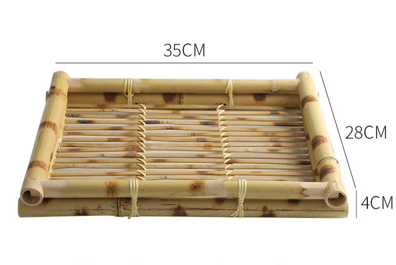 Handmade Bamboo Tea Trays & Decorative Lace Paper Liners - Rustic Wooden Serving Trays for Snacks, Coffee & Afternoon Tea