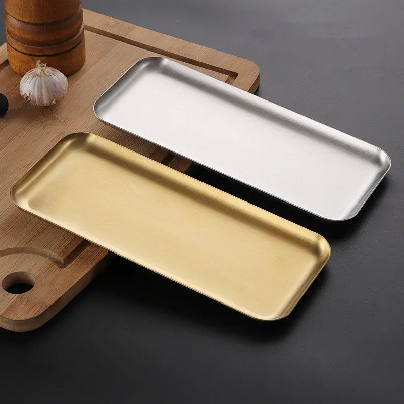 Gold & Silver Stainless Steel Baking/ Serving Tray Set – Flat Oven Roasting Pans