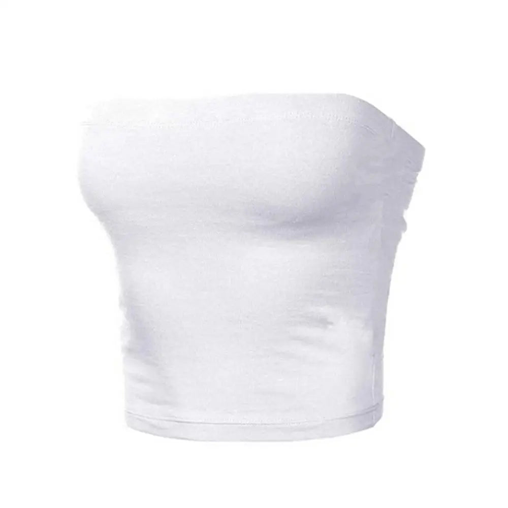 Kaia Strapless Bandeau Crop Top – Fitted Tube Top in Various Colours for Women