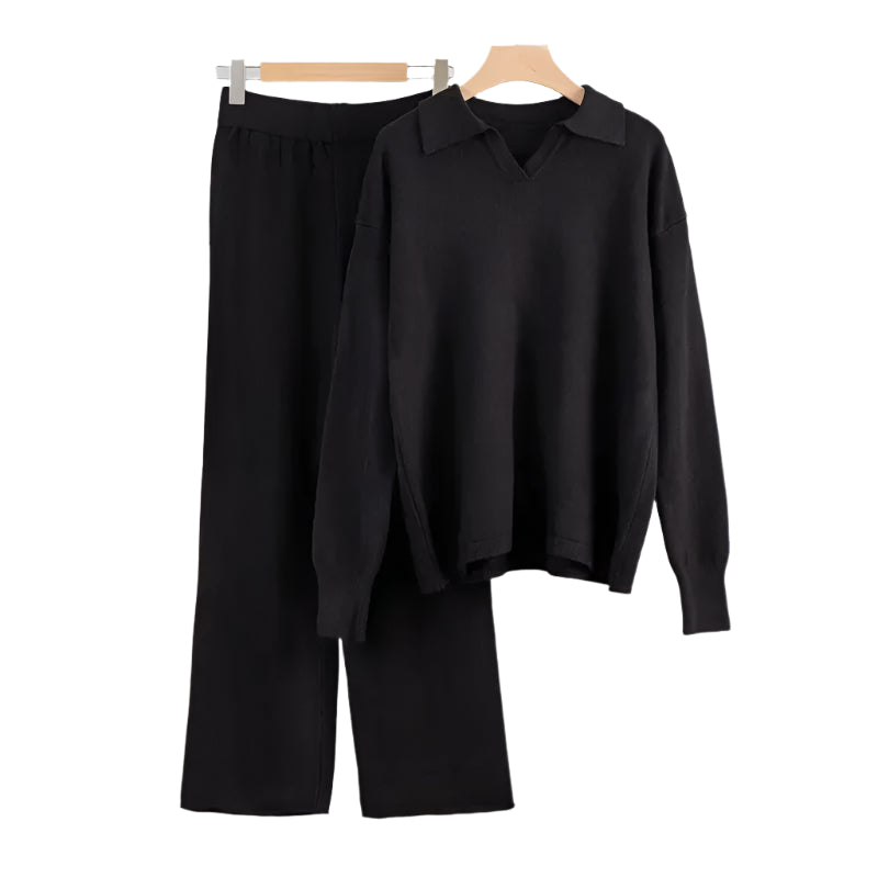 Serelina Relaxed Fit Knit Co-Ord Set – Wide Leg Jumper Lounge Set for Women