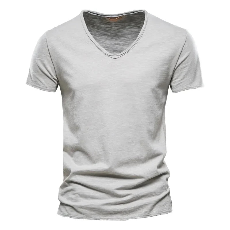 Men’s 100% Cotton V-Neck T-Shirt – Slim Fit Lightweight Short Sleeve Casual Tee