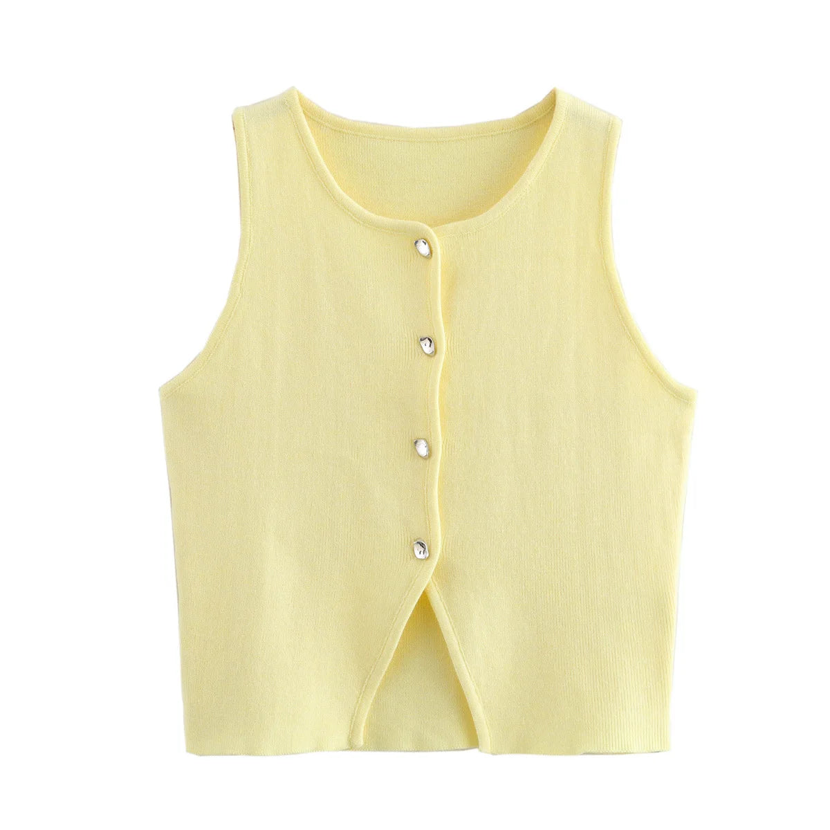 Elegant Button-Up Sleeveless Vest Top