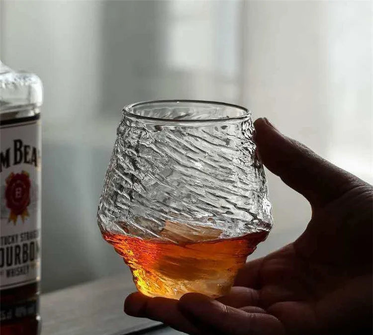 Twist Cut Crystal Whiskey Glass – Handcrafted Japanese-Style Glass for Whisky, Cocktails & Spirits