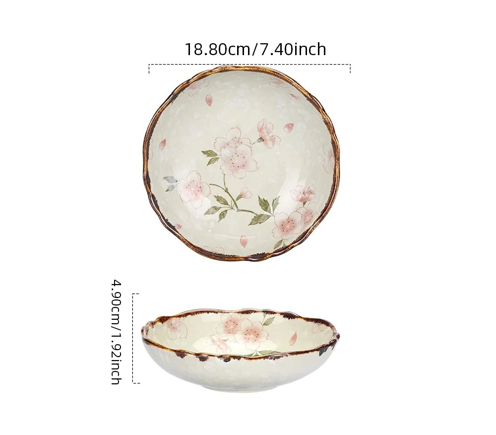 Kirei Floral Ceramic Bowl – Decorative Serving & Dining Bowls for Meals, Salads, and Desserts