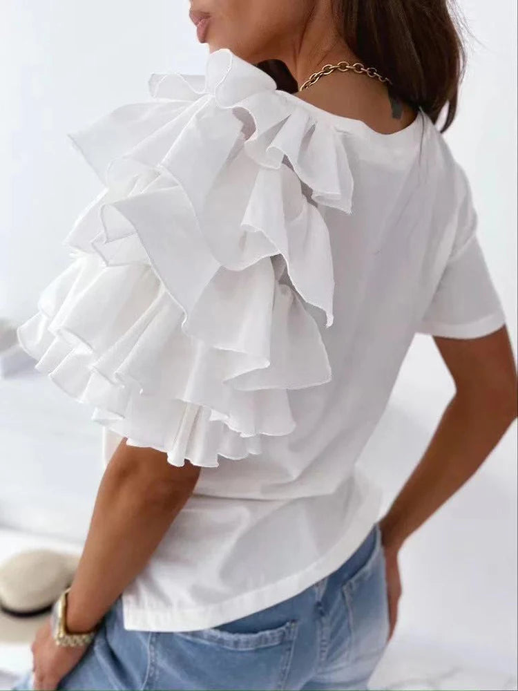 Ruffle Sleeve T-Shirt