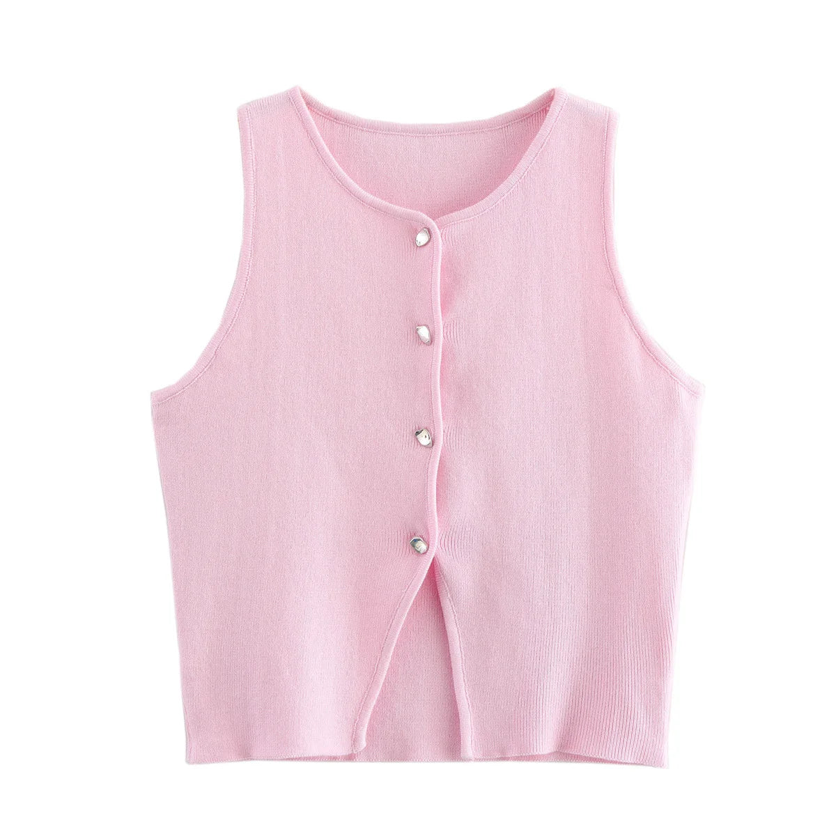 Elegant Button-Up Sleeveless Vest Top