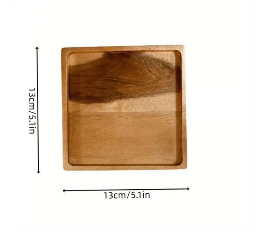 Acacia Wooden Serving Tray – Natural Solid Wood Snack & Food Platter for Coffee, Tea & Appetisers