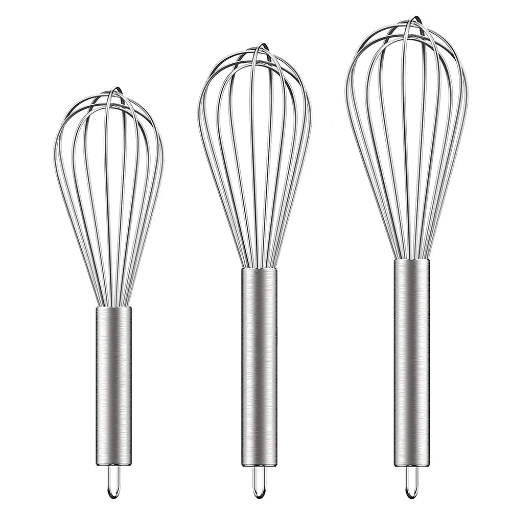 Stainless Steel Whisk Set – 3-Piece Hand Whisks for Baking, Cooking & Mixing