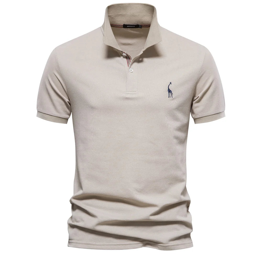 Men’s Cotton Blend Polo Shirt – Short Sleeve Casual Fit T-Shirt with Embroidered Logo and Button Collar