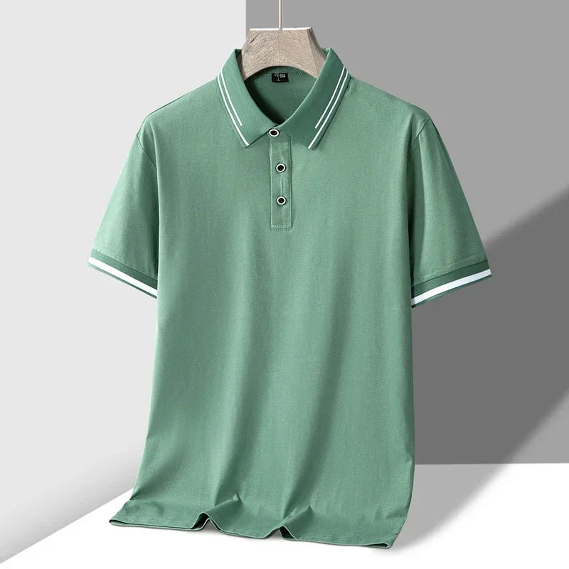Men’s Short Sleeve Polo Shirt with Collar – Casual Cotton T-Shirt for Summer in White, Black, Grey or Green – Smart Fit Top
