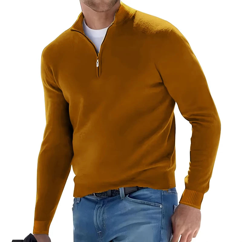 Men's Quarter-Zip Pullover Sweater, Casual Knit Long Sleeve