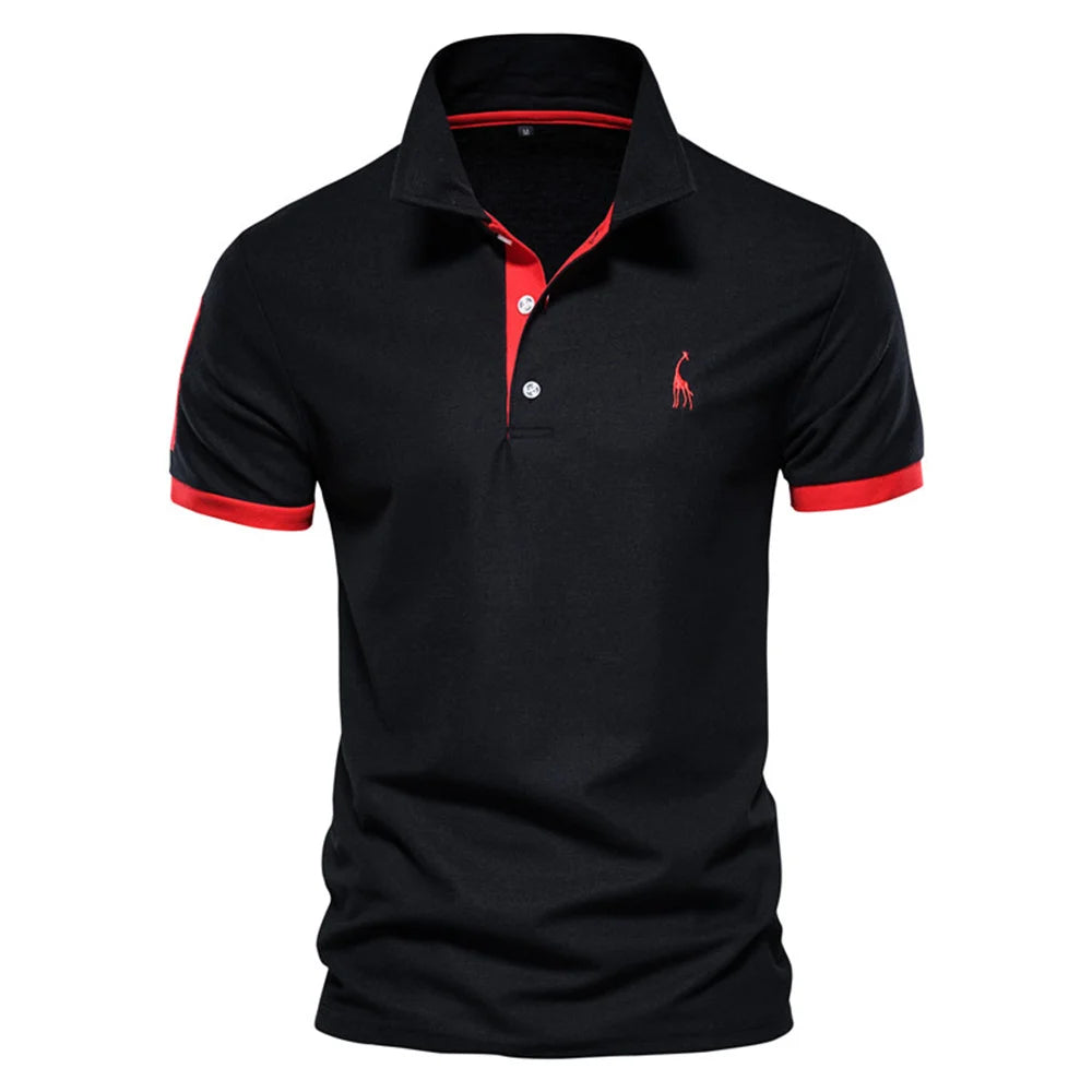Men's Embroidered Polo Shirt – Cotton Blend Short Sleeve Classic Fit Top for Casual Smart Outfits