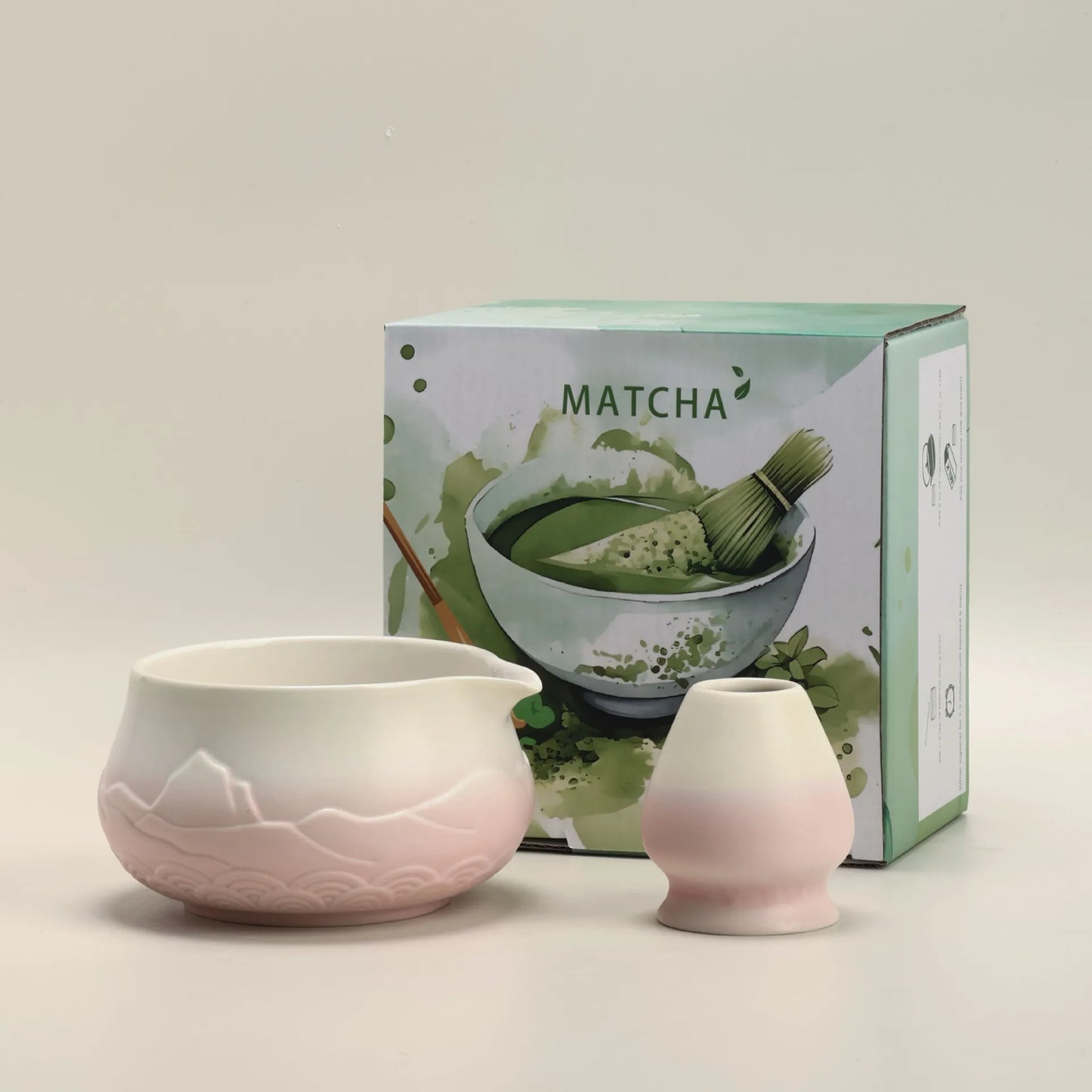 Matcha Tea Bowl & Whisk Holder Set – 2-Piece Ceramic Matcha Making Kit for Japanese Tea Ceremony, Home Brewing & Gift Giving