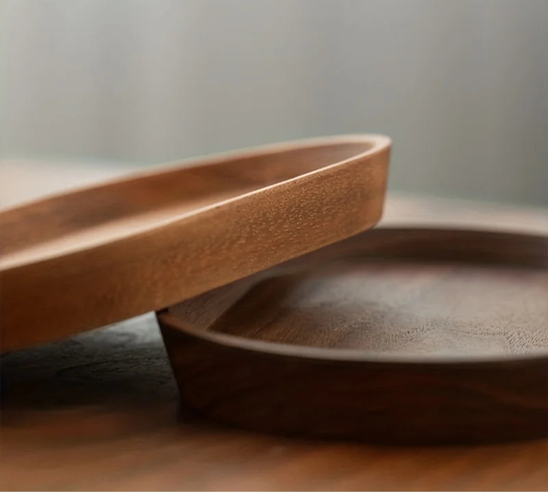 Solid Wood Oval Serving Tray – Natural Wooden Snack Plate for Dessert, Fruit or Drinks