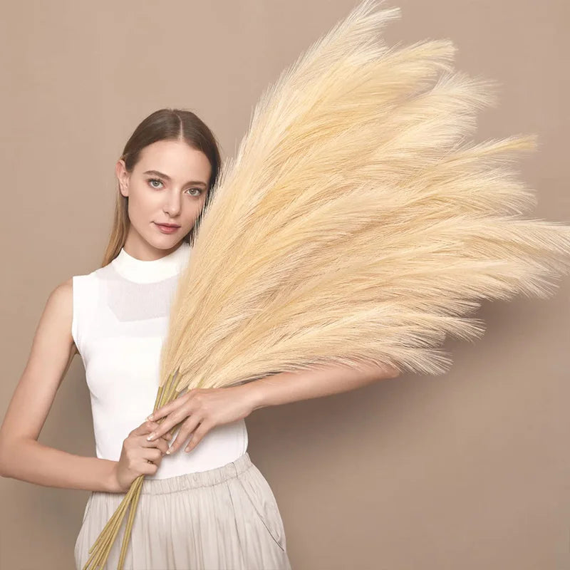Boho Pampas Grass Bundle – 9 Piece Set of 100cm Fluffy Dried Stems for Home & Wedding Decor