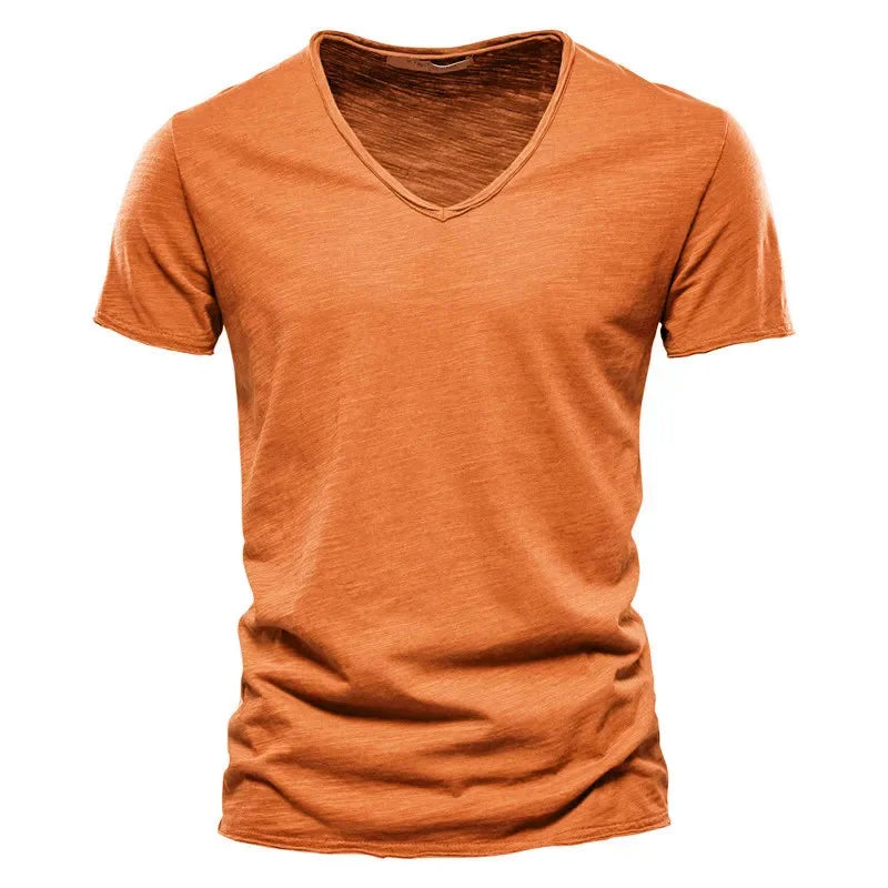 Men’s 100% Cotton V-Neck T-Shirt – Slim Fit Lightweight Short Sleeve Casual Tee