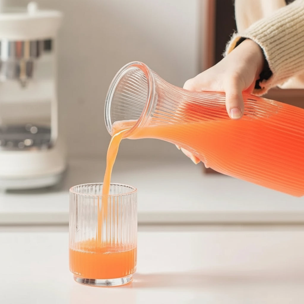 Ribbed Glass Carafe – 1L Drink Bottle