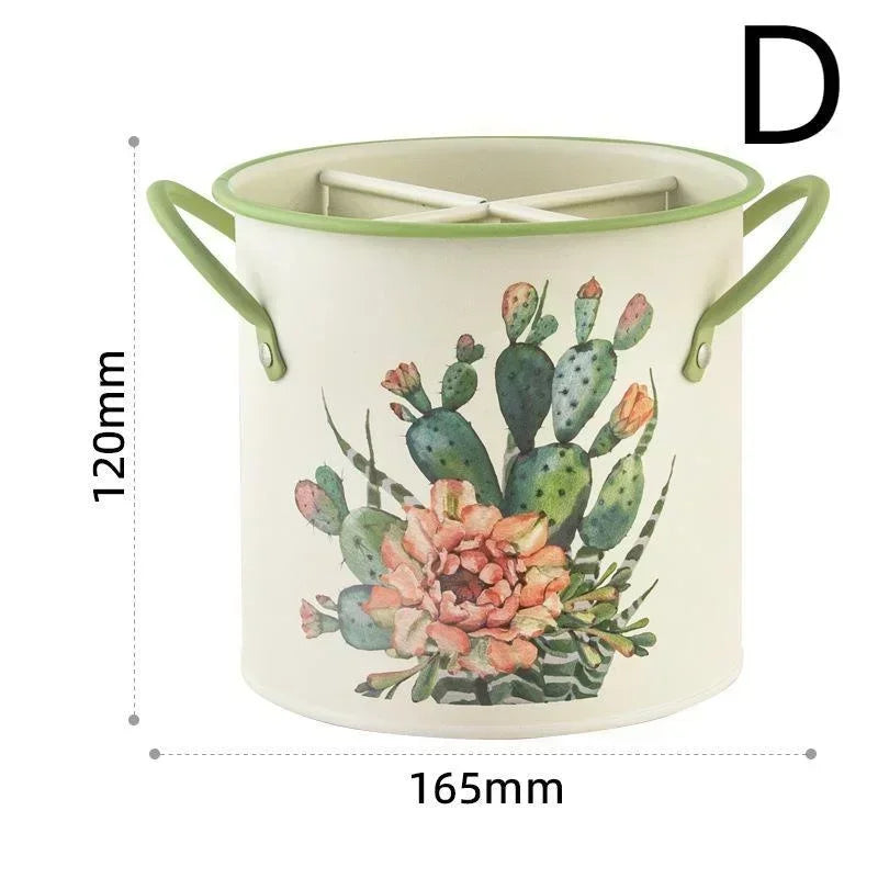 Enamel Utensil Holder – Vintage Kitchen Utensil Pot & Cutlery Storage Jar