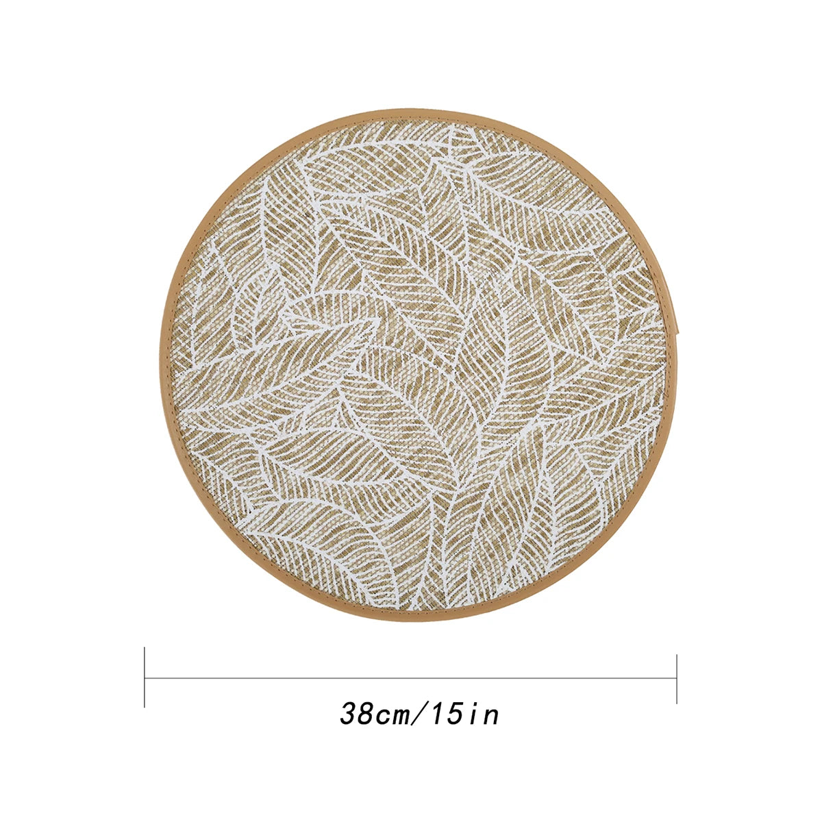 Boho Leaf Pattern Round Placemats for Dining Table – 2/4/6/8 Set Decorative Heat Resistant Table Mats