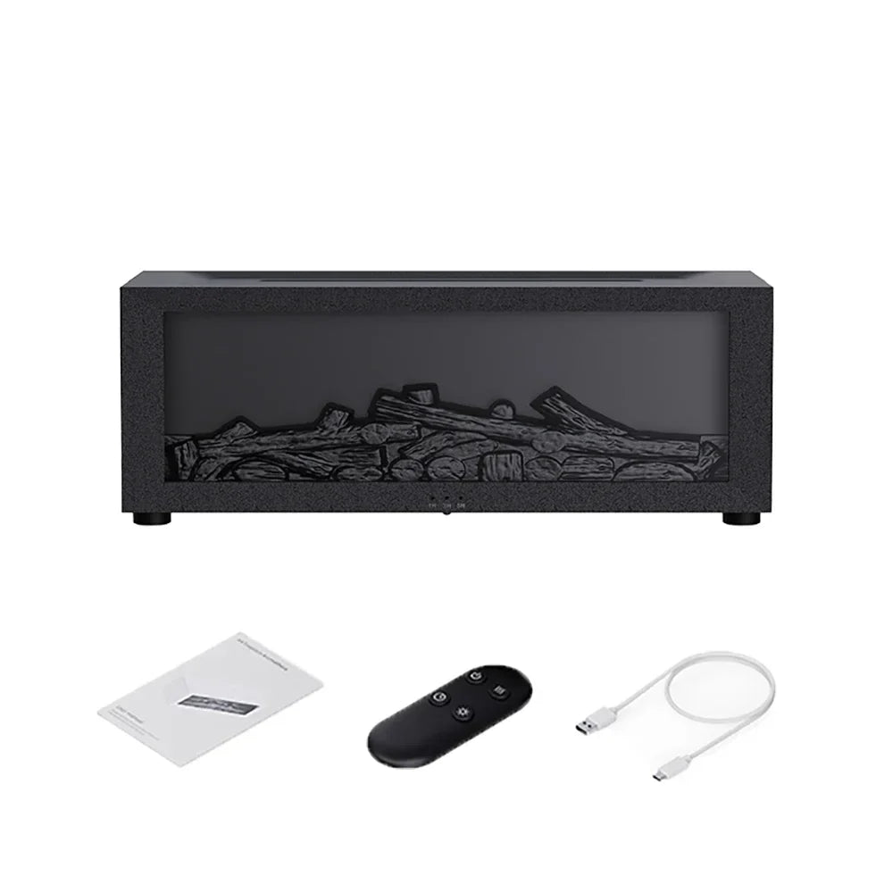Flame Effect Aroma Diffuser Humidifier with Remote – 150ml LED Fireplace Mist Maker & Night Light