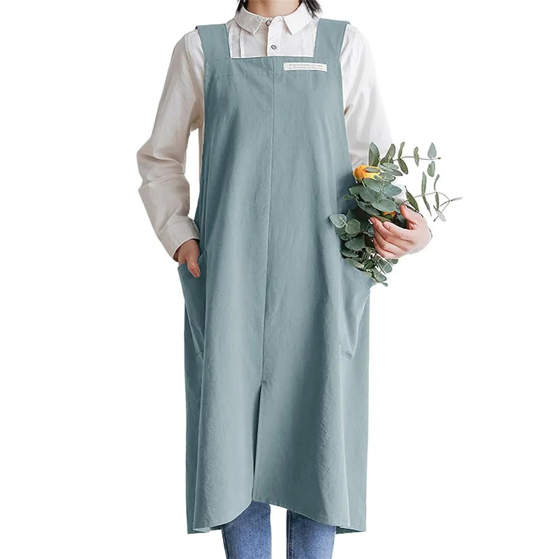 Comfort Fit Cross Back Apron – No-Tie Cooking Apron with Pockets for Kitchen, Baking & Daily Use