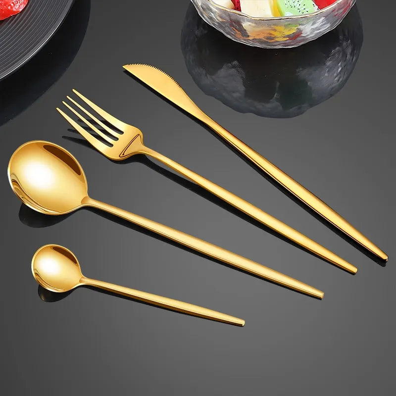 Golden Elegance: 24-Piece Gold Cutlery Set