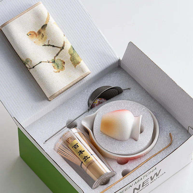 Kyoto Matcha Tea Set – 8 Piece Japanese Matcha Making Kit with Ceramic Bowl, Bamboo Whisk & Accessories