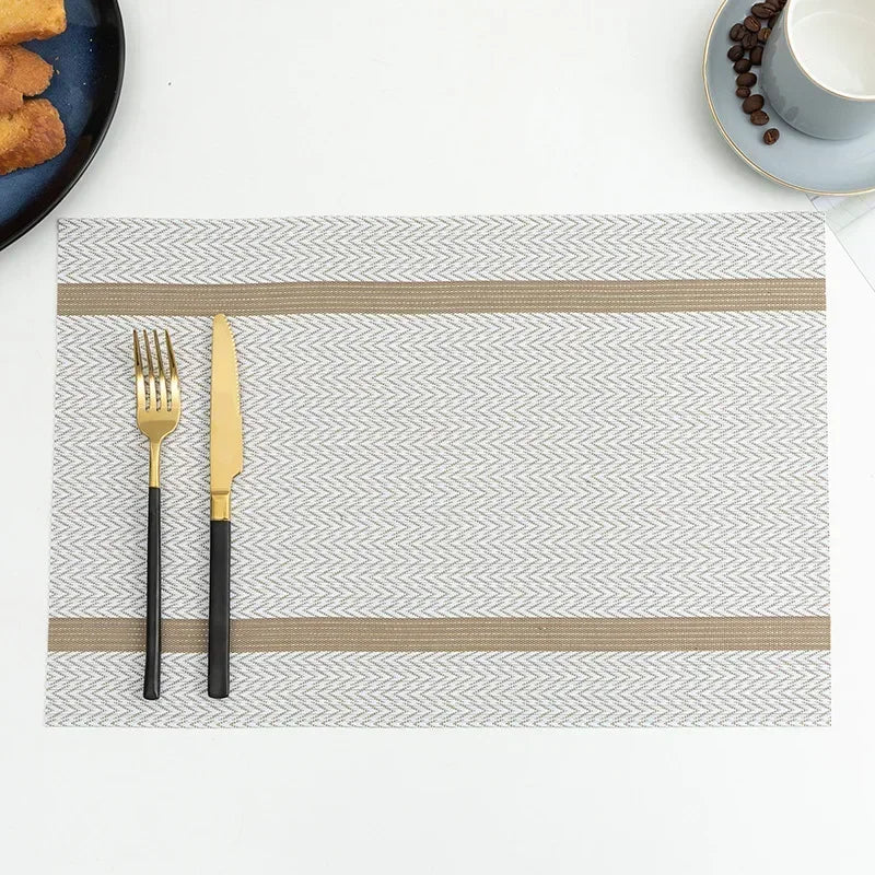 Modern Stripe Woven Placemats – 2/4/6 Piece Set Heat Resistant Table Mats for Dining Table Setting