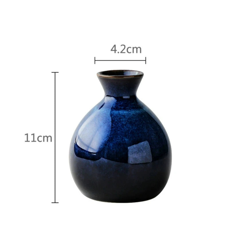 Midnight Azure Sake Set – 5-Piece Japanese Ceramic Carafe & Cup Set for Home Bar & Gift