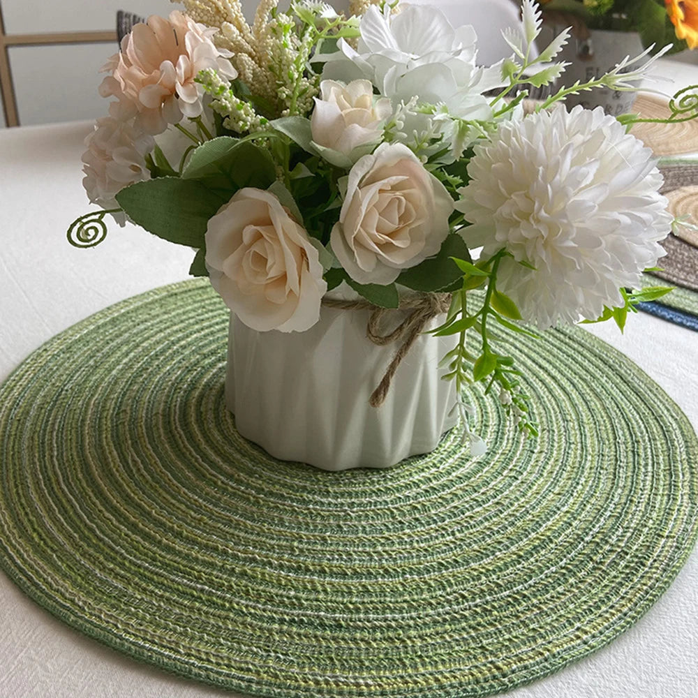 Round Woven Placemats in Vibrant Colours for Stylish Dining