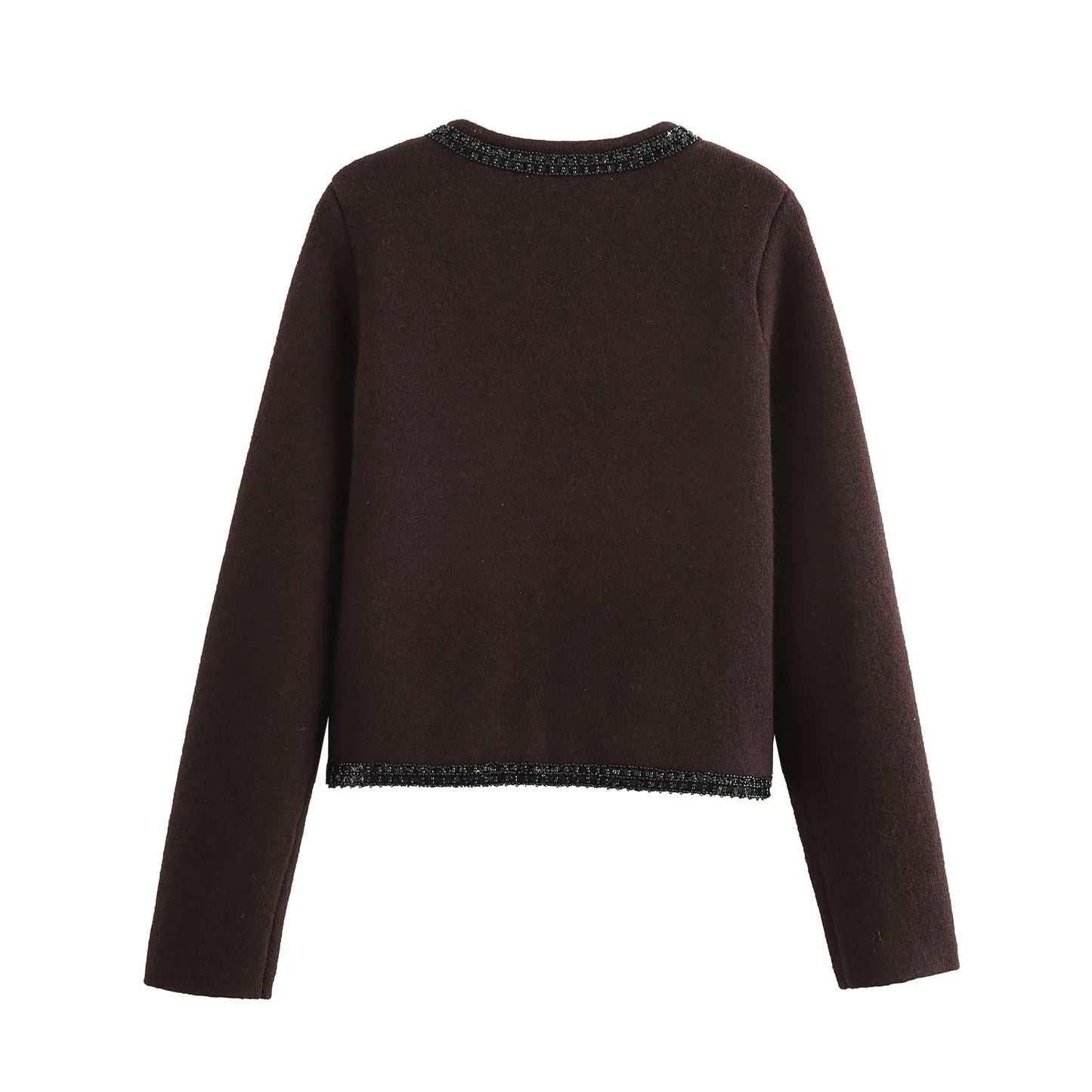 Sequin Trim Cropped Cardigan
