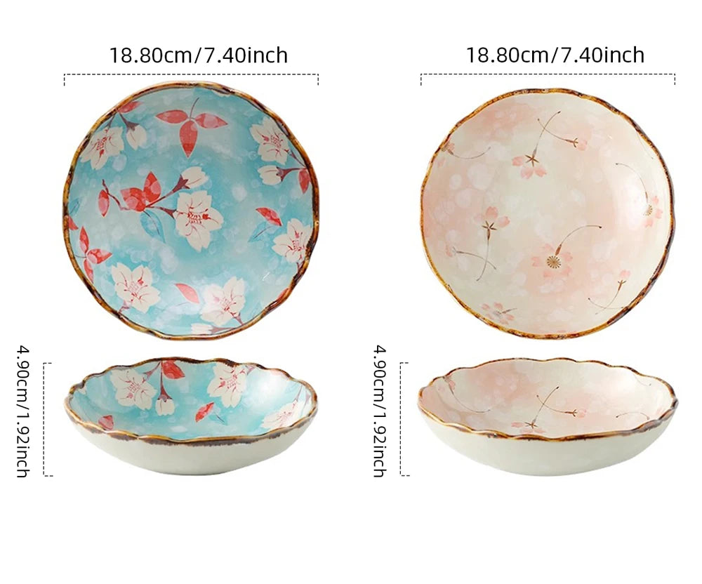 Kirei Floral Ceramic Bowl – Decorative Serving & Dining Bowls for Meals, Salads, and Desserts