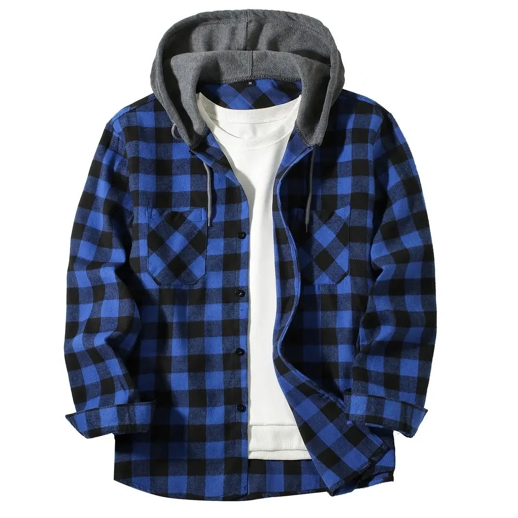 Men's Plaid Hooded Flannel Shirt
