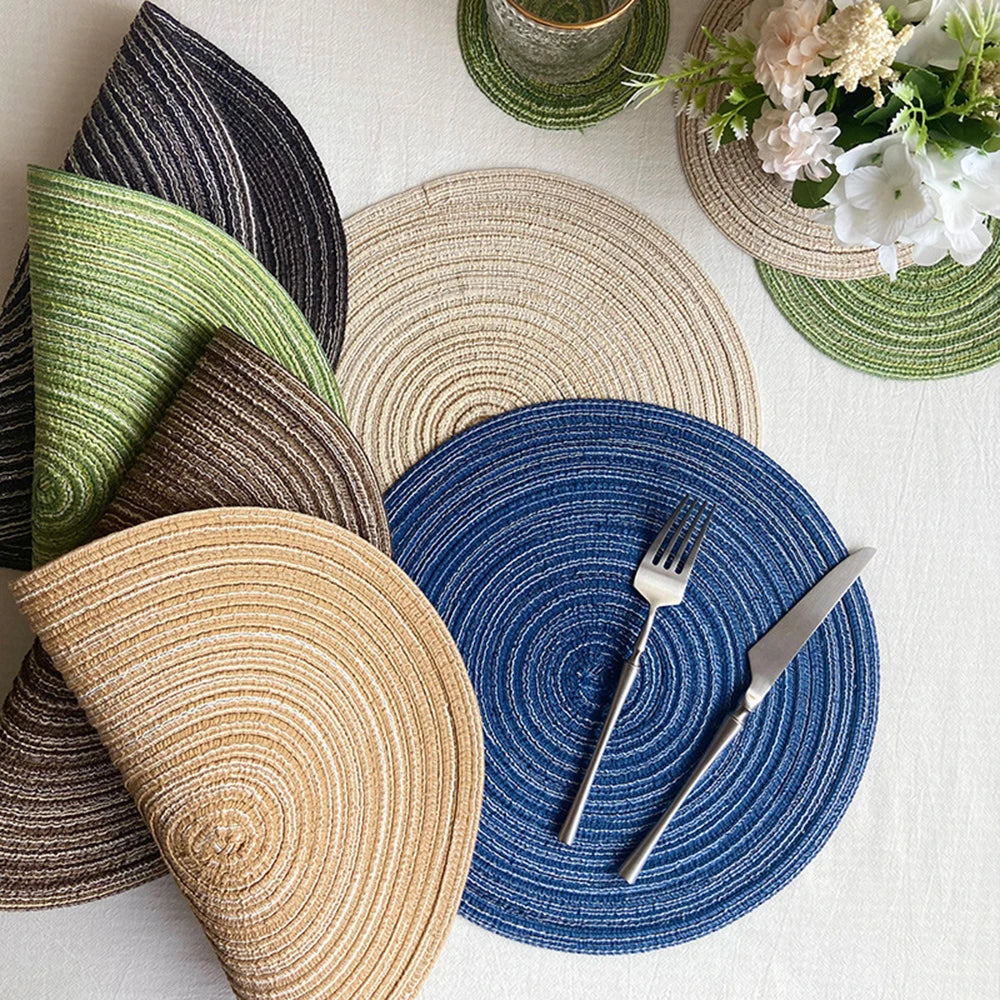 Round Woven Placemats in Vibrant Colours for Stylish Dining