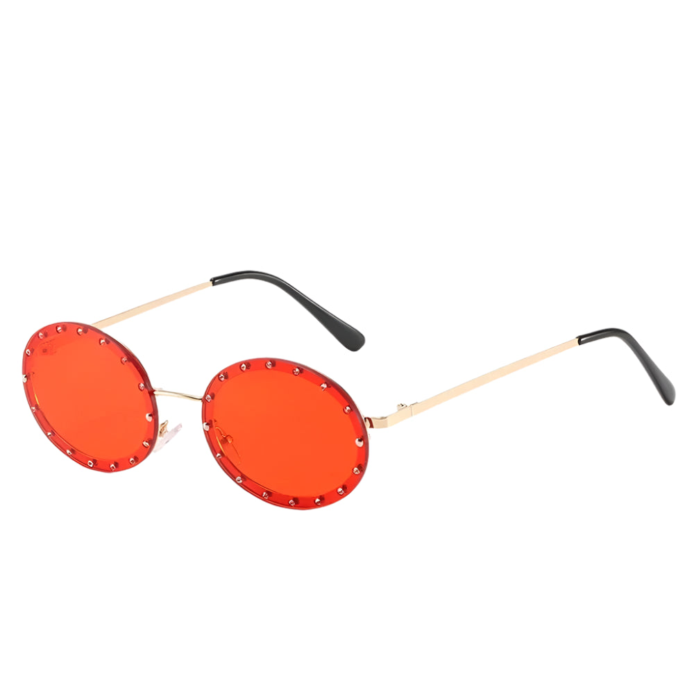 Celeste Round Black Studded Sunglasses – Retro UV Protection Festival Shades for Women