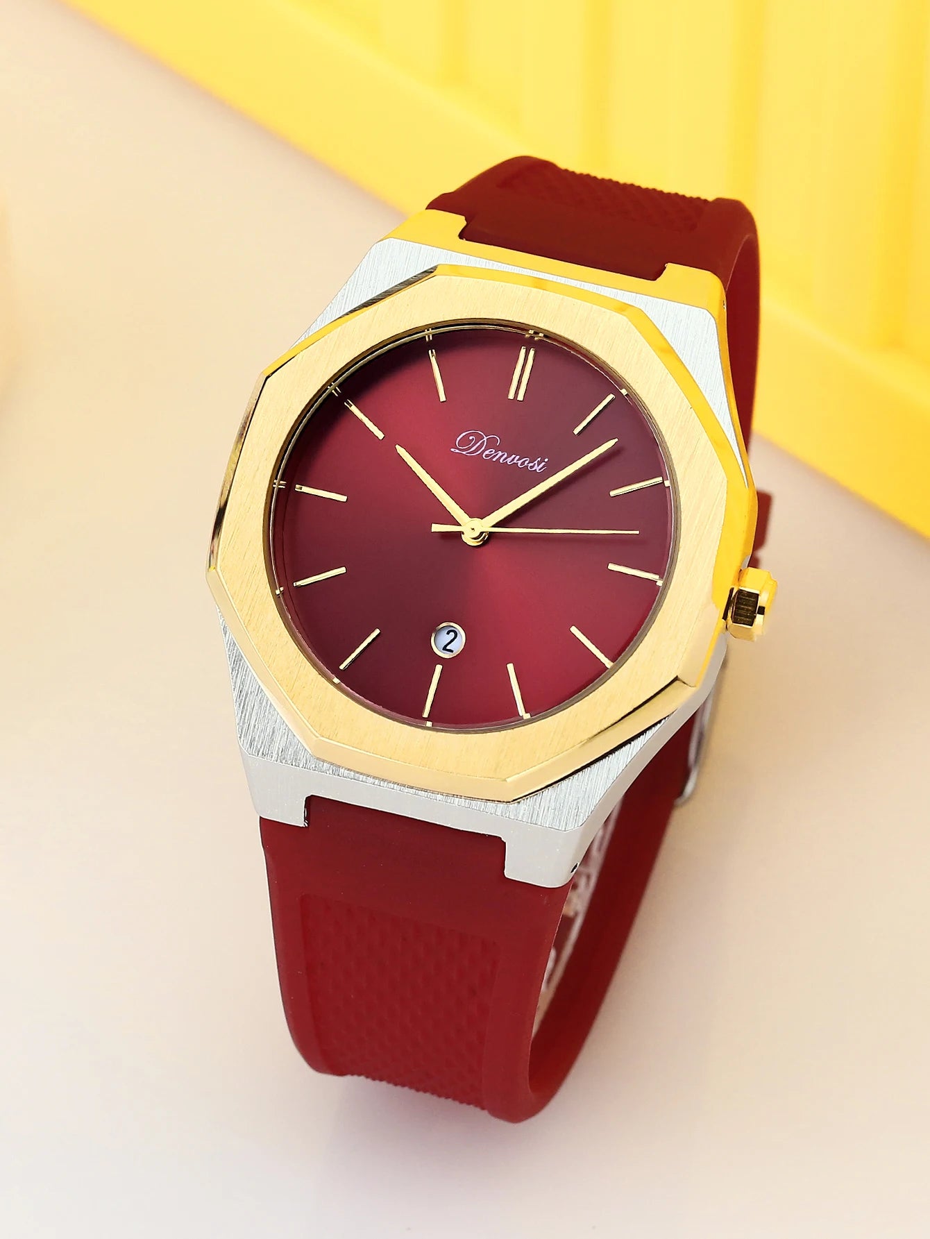 Men's Silicone Strap Watch With Date Display