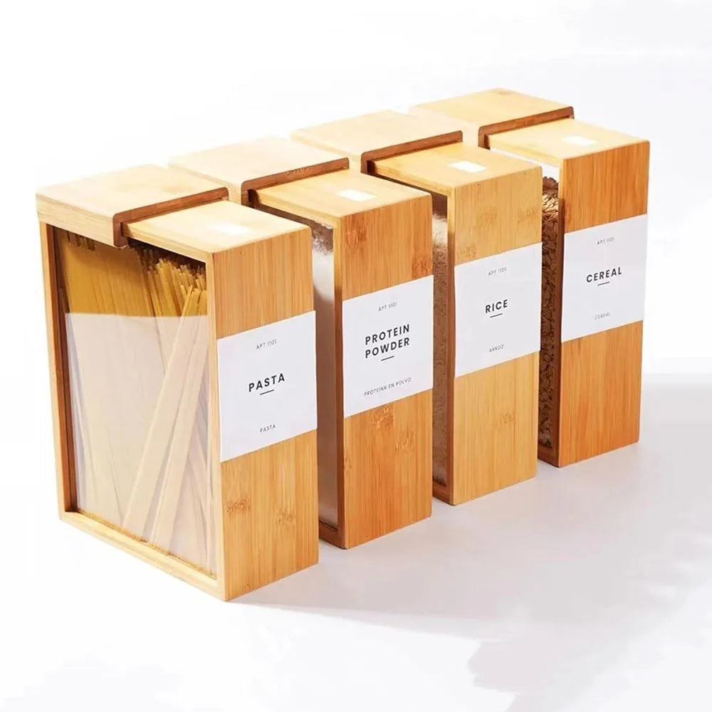 Wooden Storage Container – Airtight Kitchen Container for Grains, Oats, Rice & Dry Food