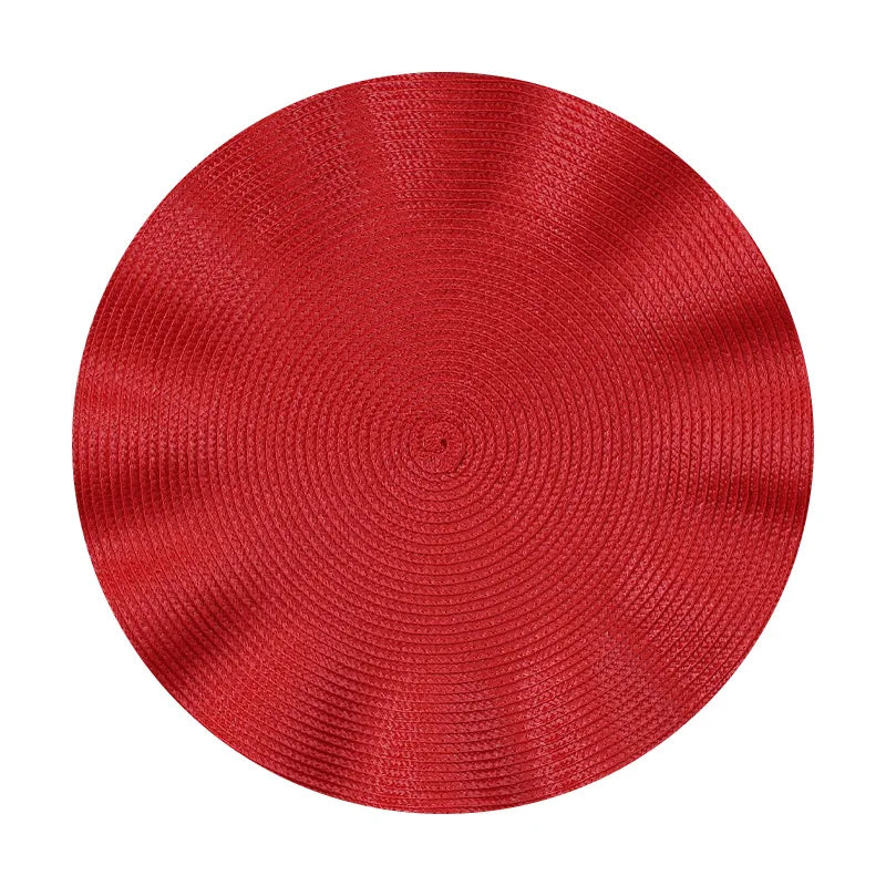 Braided Scallop Edge Placemats – Set of 6 Round 38cm Non-Slip Table Mats with Ripple Design for Dining Decor