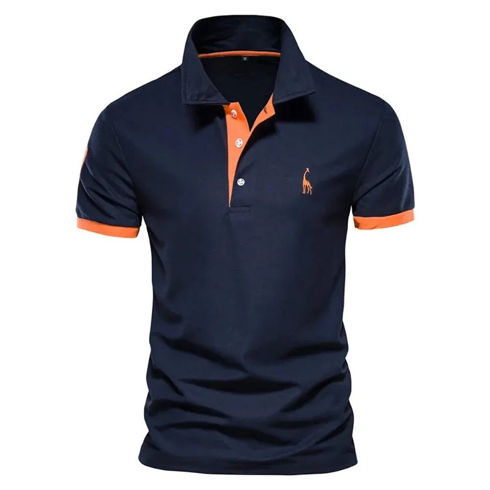 Men's Embroidered Polo Shirt – Cotton Blend Short Sleeve Classic Fit Top for Casual Smart Outfits