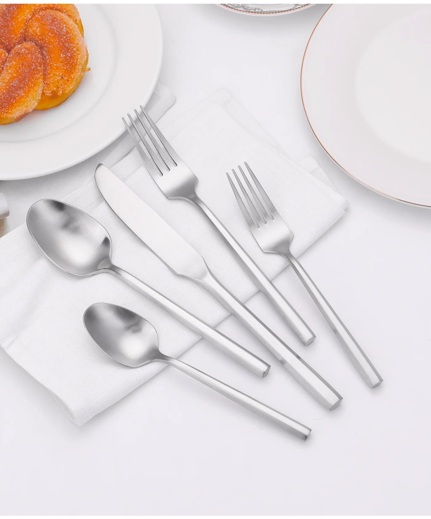 Stainless Steel Mirror / Matte Cutlery Set – 6/16/20 Piece Silver Flatware with Dinner Knives, Forks, Spoons & Dessert Utensils
