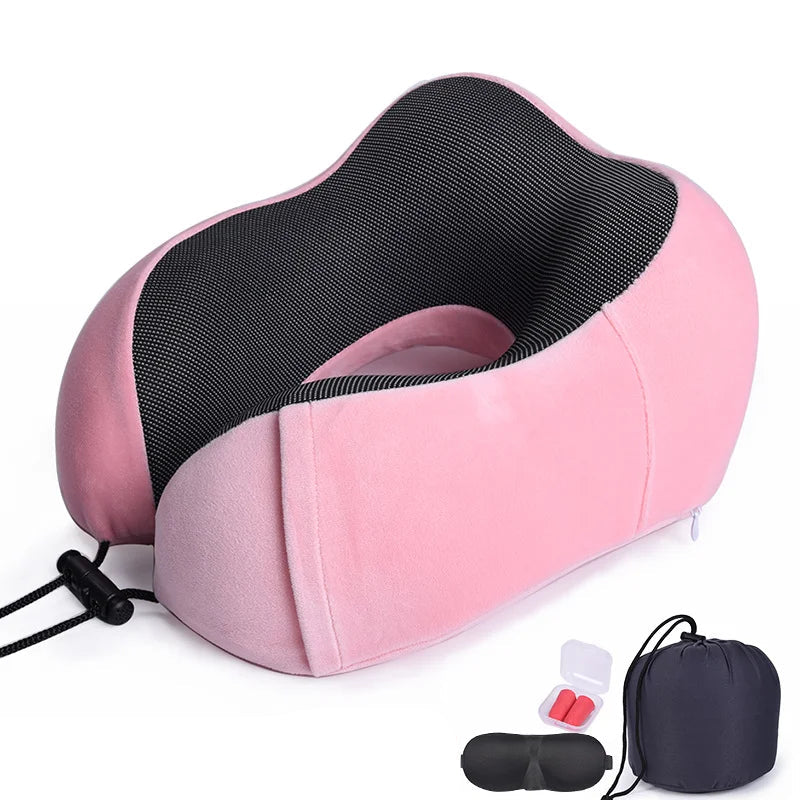Memory Foam Neck Pillow for Travel with Breathable Design and Adjustable Support