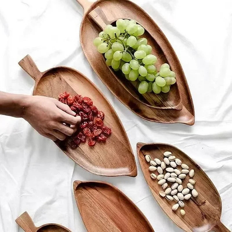 Wooden Serving Platter with Handle – Oval Wooden Tray for Appetisers, Tapas & Sharing Dishes