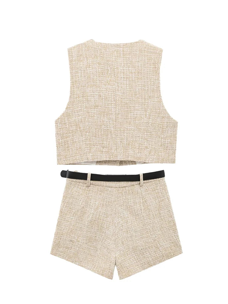 Lunara Tweed Skort Co-Ord Set – Elegant Cream or Black Two-Piece Outfit for Daytime Events & Occasionwear