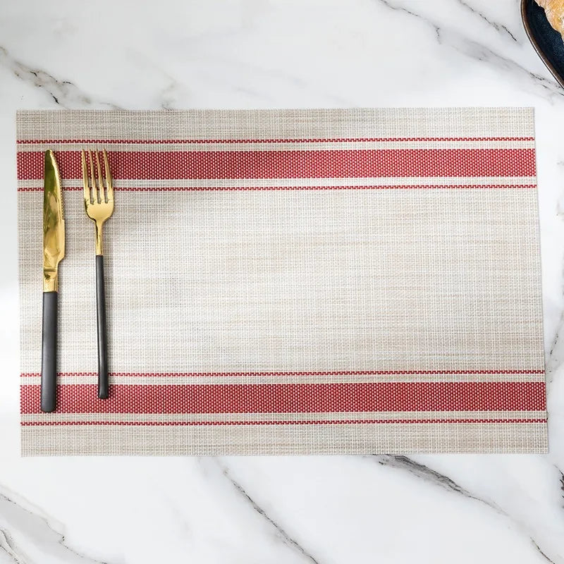 Modern Stripe Woven Placemats – 2/4/6 Piece Set Heat Resistant Table Mats for Dining Table Setting