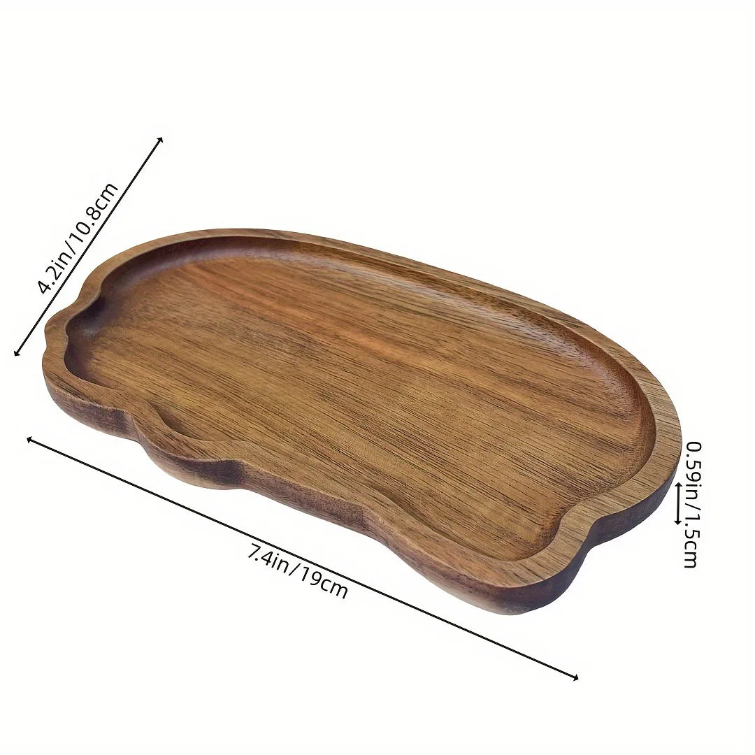 Acacia Wooden Serving Tray – Natural Solid Wood Snack & Food Platter for Coffee, Tea & Appetisers