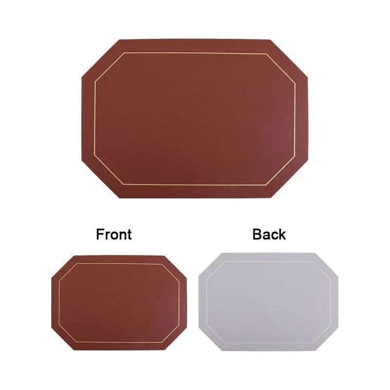 Modern Leather Octagon Placemats – 1/2/4/6 Set Of Reversible Easy-Clean Dining Table Mats in Multi Colours