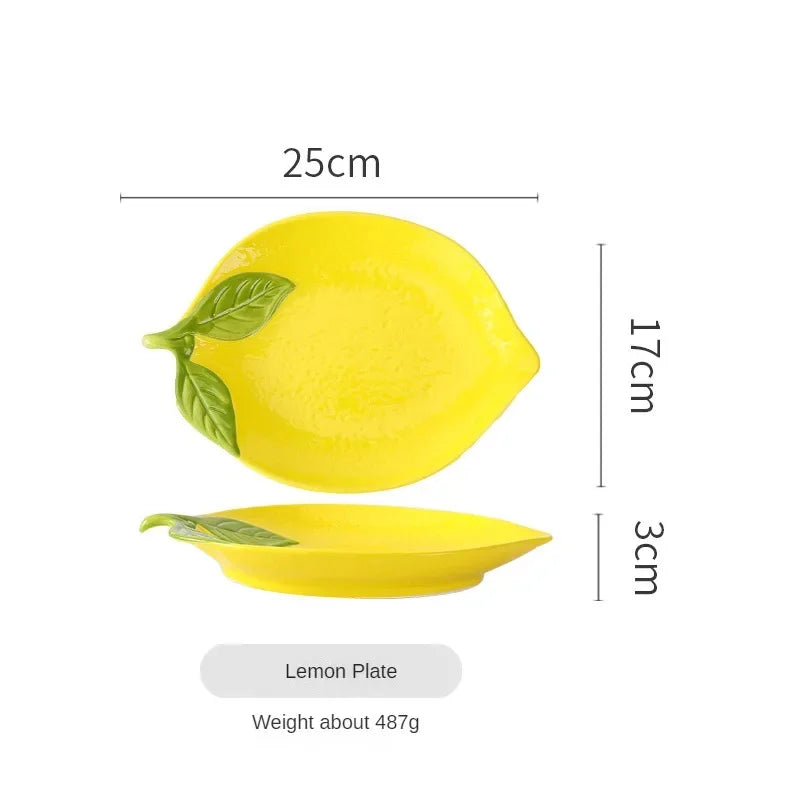 Limoné Ceramic Lemon Serving Dish – Decorative Fruit Plate, Snack Bowl and Dessert Serving Tableware